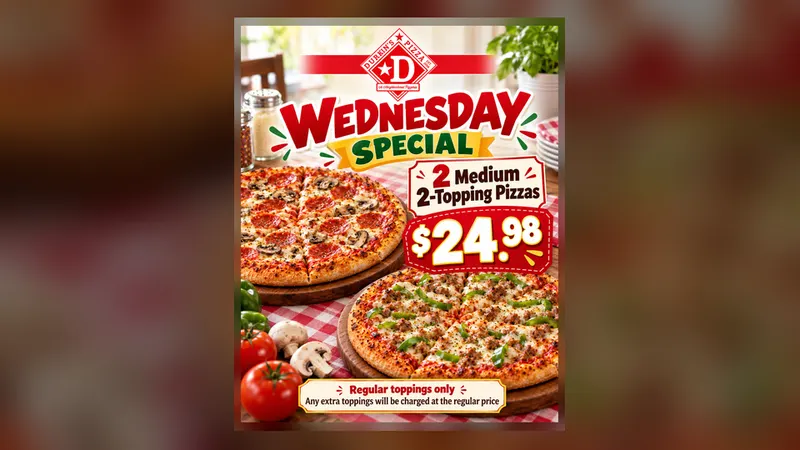 We Love Family Wednesdays at Durkin&rsquo;s Pizza: two medium 2-topping pizzas for $24.98