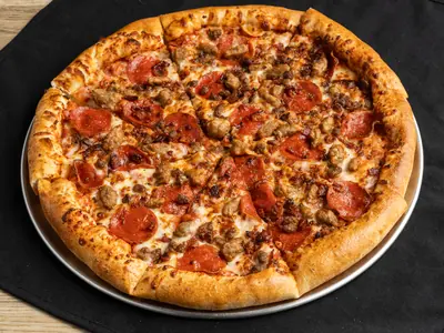 Meat pizza at Durkin&rsquo;s Pizza